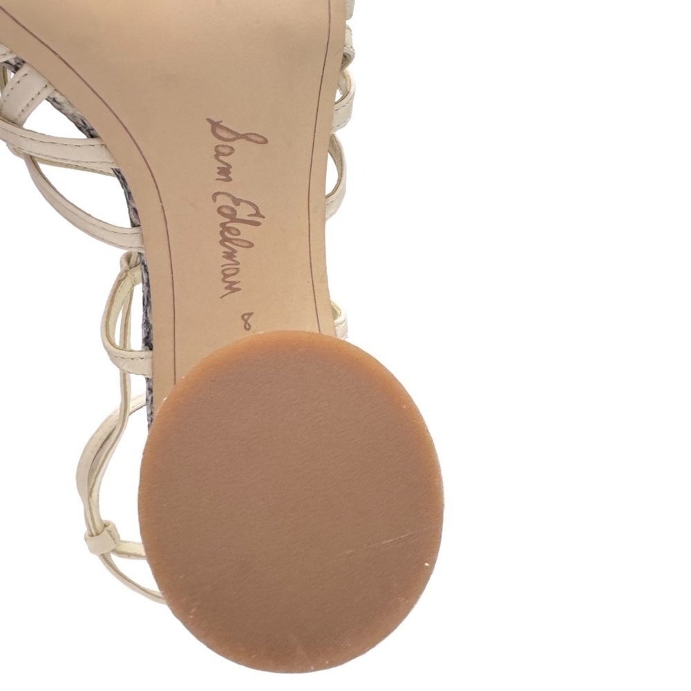 Sam Edelman Daffodil Heeled Sandals in Reptile Embossed Modern Ivory Leather Sz8 - Picture 8 of 8